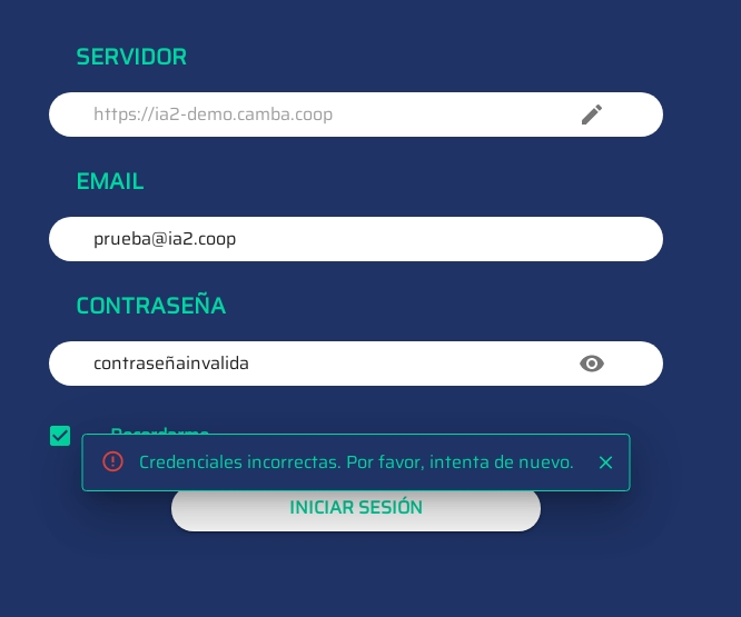 Error inicio sesion 2